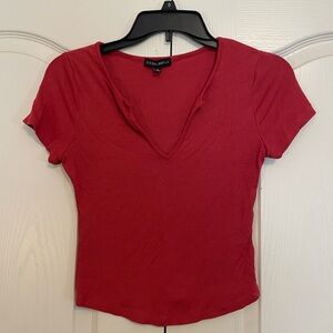 Cotton Candy LA red v-neck shirt, size small
